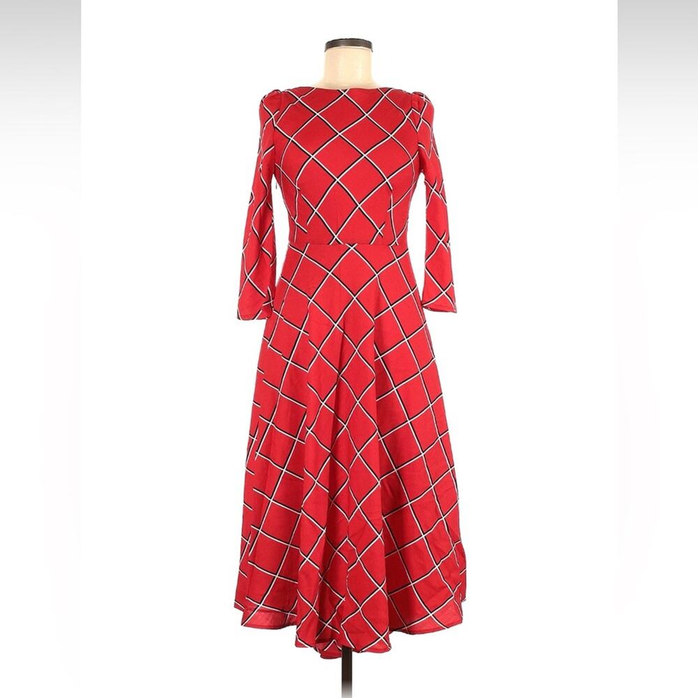 Gyalwana‎ hi lo red check elegant dress, size 9 160/84A SMALL